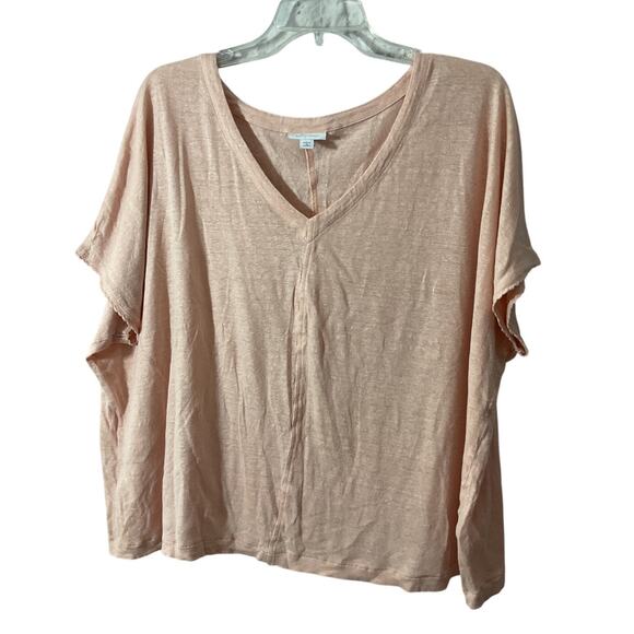 J. Jill Love Linen 100% Peachy Pink Linen Top 2X Cropped - Picture 1 of 7